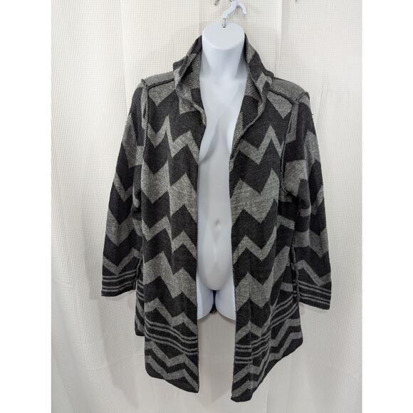 TORRID! BLACK & MARLED GRAY ZIG-ZAG, OUTSIDE SEAM, DUSTER HOODIE SWEATER! SZ 3X - Picture 2 of 9